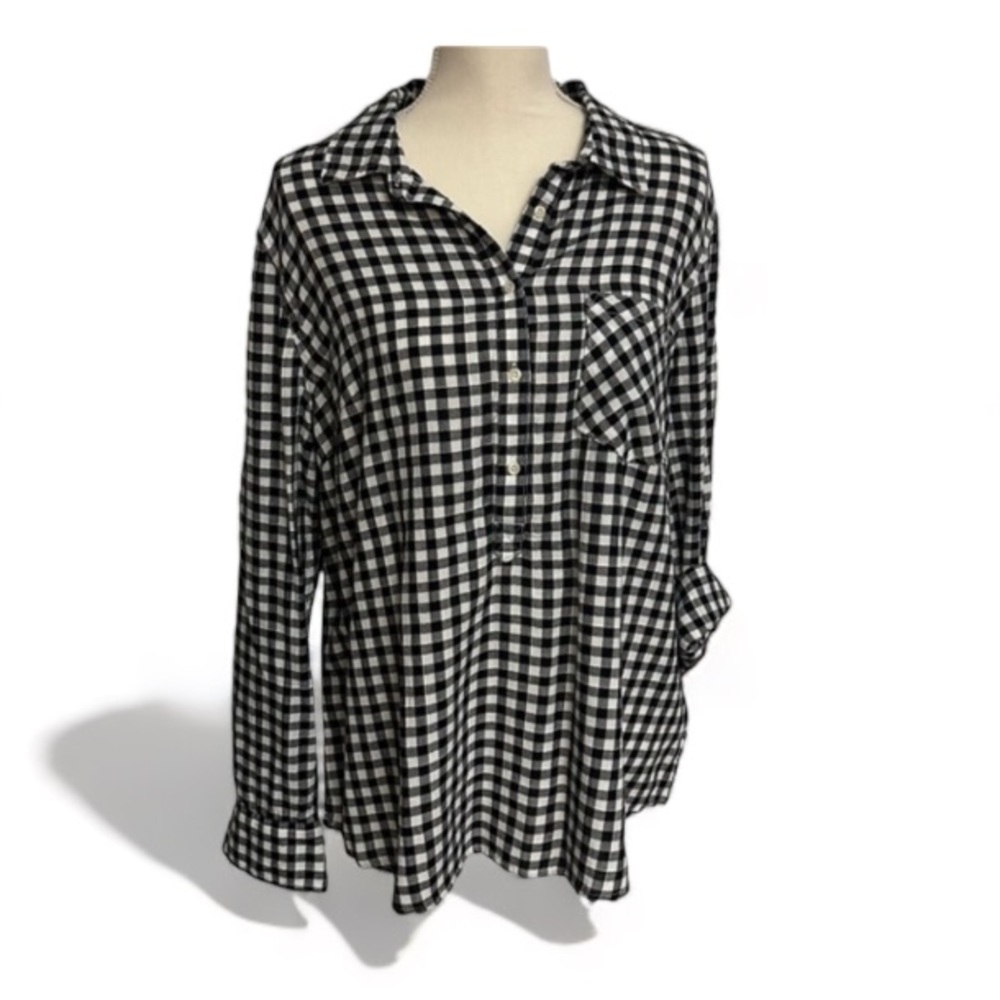 Merona Ladies Long Sleeve Plaid Button Down | Up Collar Shirt Plus Size XXL NWT